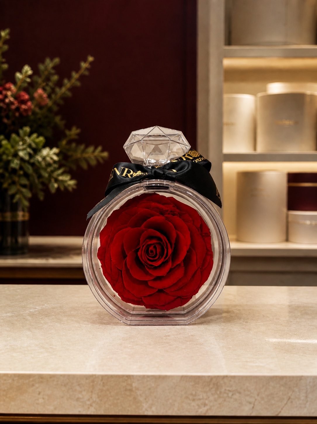 Preserved Rose in XL Diamond — in the Enrosed showroom