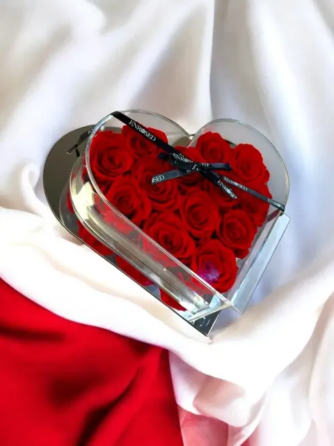 16 Roses in Heart-Shaped Mirror Box — Image 5 of 6
