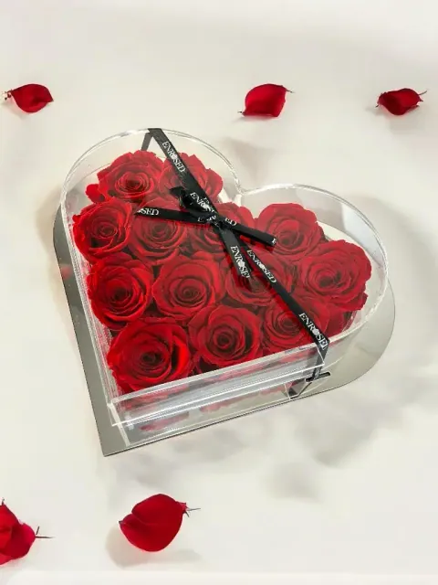 16 Roses in Heart-Shaped Mirror Box — Image 4 of 6