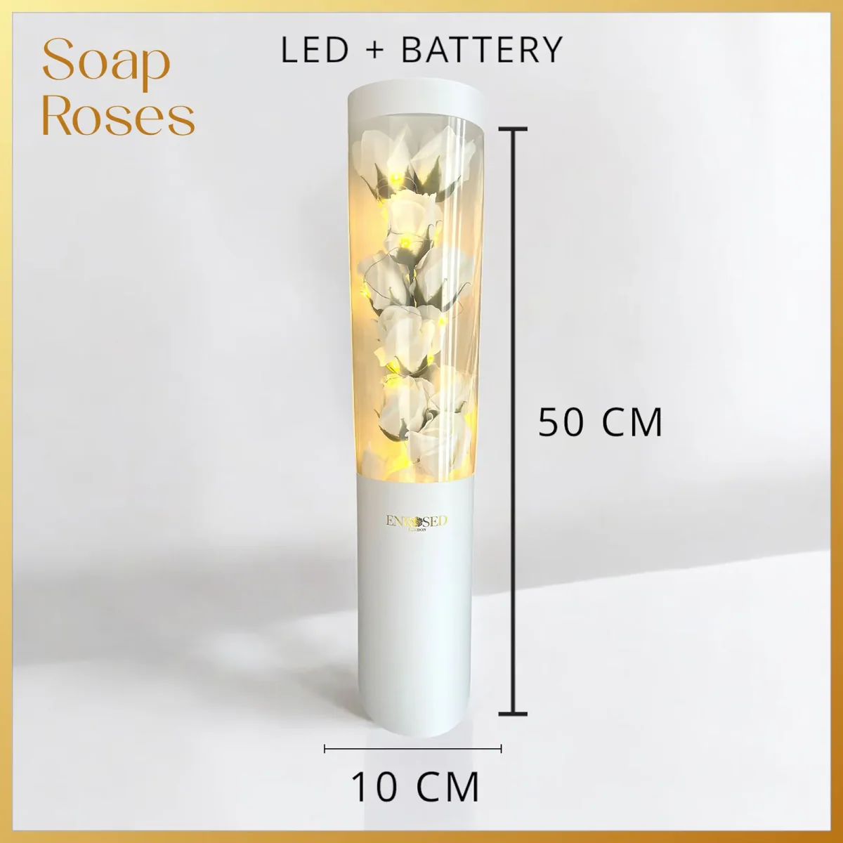 Soap Roses with LED in White