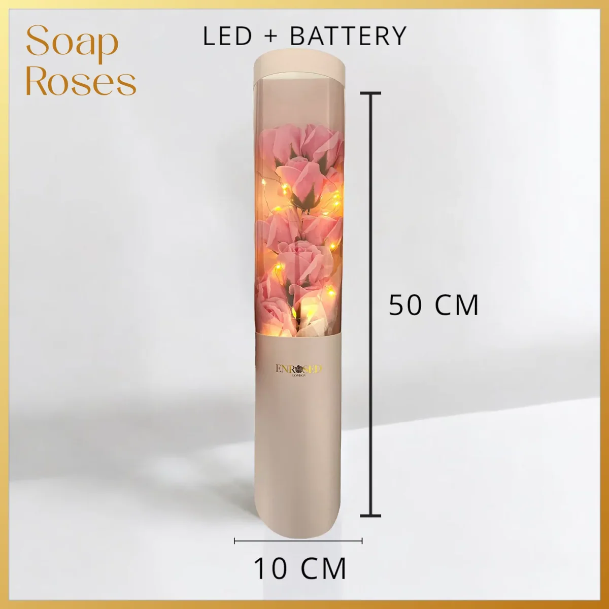 Soap Roses with LED in Cherry Pink