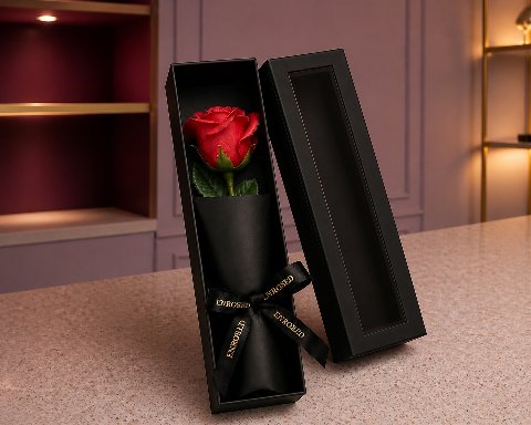 Rosa de jabón en caja con ventana